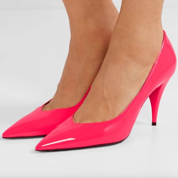 SAINT LAURENT Kiki 85 Pumps in Bright Pink Patent Leather – IT 40 / US 9–9.5 - Picture 1 of 11